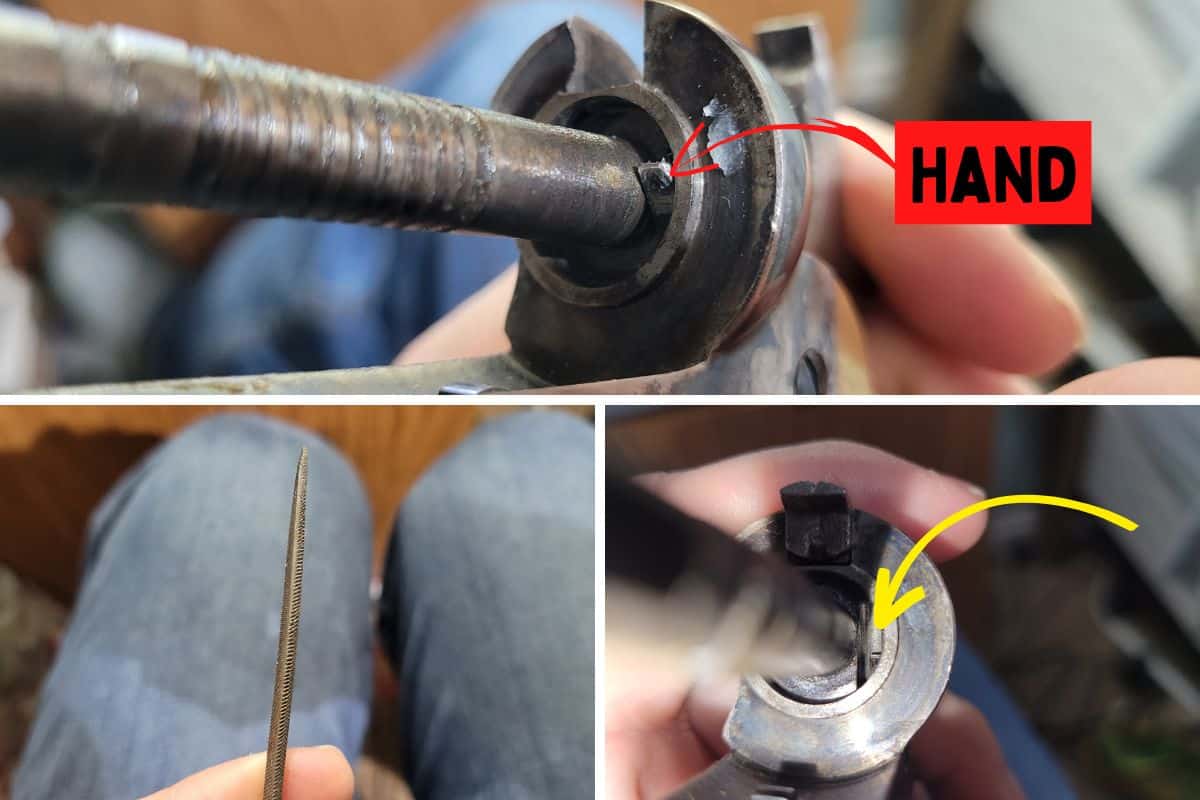 image showing how to fix the hand on a black powder revolver